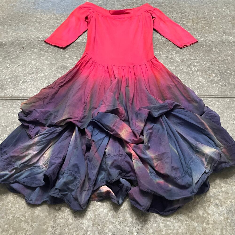Vintage Luna Luz Boatneck Ties Up Down Ruched Dress Medium Red Parachute 90s Y2K